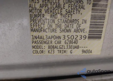 2017 Nissan Altima 2.5 S z USA, uszkodzony, nr VIN 1N4AL3AP0HN350239